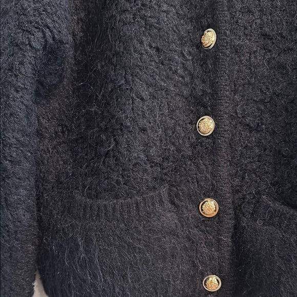 NWT ASTR The Label Black Textured Cardigan with Gold Buttons sz m - Picture 2 of 6
